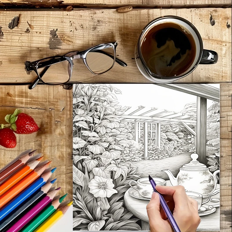 Livro de colorir Tea In The Ga - Farming And Agriculture avaliação e preço